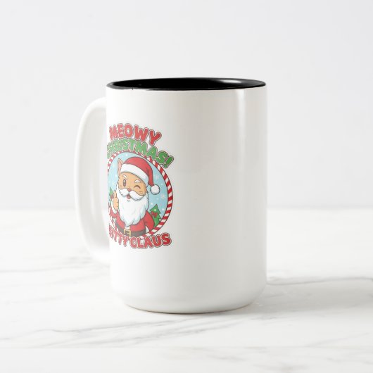 Kitty Claus, 15 oz Two-Tone Coffee Mug Tweekleurige Koffiemok (Voorkant links)