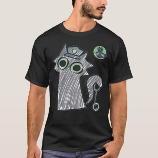 Kitty Cop – Purrtect & Serve Heren Donkere T-Shirt