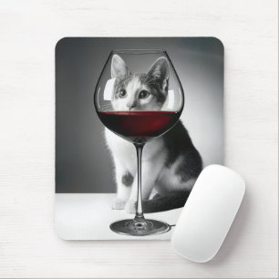 Kitty die door een wijnglas gluurt muismat