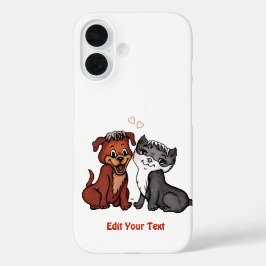 Kitty en Puppy, bewerk uw tekst Case-Mate iPhone Case (Achterkant)