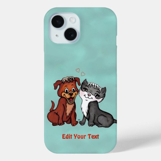Kitty en Puppy, bewerk uw tekst Case-Mate iPhone Case (Achterkant)