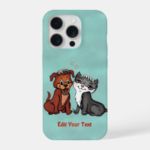 Kitty en Puppy, bewerk uw tekst iPhone 15 Pro Case