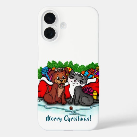 Kitty en Puppy, Prettig Kerstfeest Case-Mate iPhone Case (Achterkant)