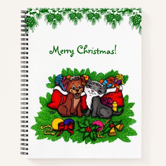 Kitty en Puppy, Prettig Kerstfeest Notitieboek (Voorkant)