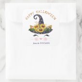 Kitty Face Gold Floral Halloween Vierkante Sticker (Tas)