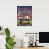 Kitty Feeën op een Herfstnacht Kunst Poster (Thuiskantoor)