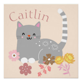 Kitty Flowers Perfect Poster