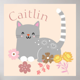 Kitty Flowers Poster