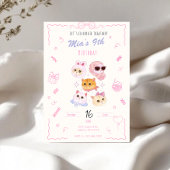 Kitty Girl Birthday Invitation  Kaart