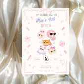 Kitty Girl Birthday Invitation  Kaart