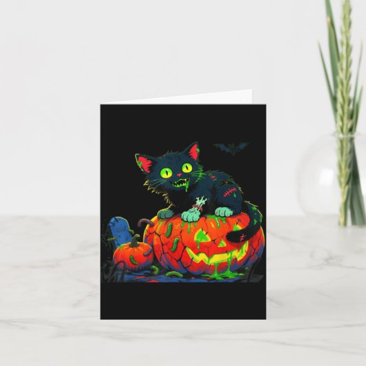 Kitty Halloween Pompoen Zwart Kat Kaart (Voorkant)