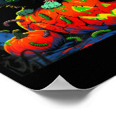 Kitty Halloween Pompoen Zwart Kat Poster (Hoek)