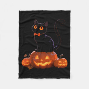 Kitty Halloween Pompoen Zwarte Kat Prestatie Fleece Deken