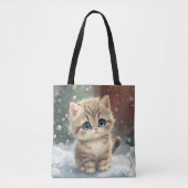 Kitty In De Sneeuw Tote Bag (Voorkant)