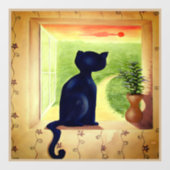 Kitty in de venster raamsticker (Vel)