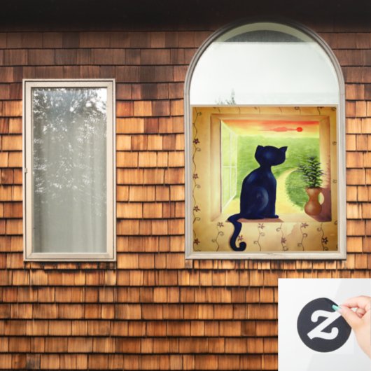 Kitty in de venster raamsticker (Huis Raam)