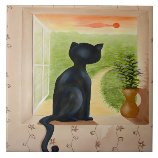 Kitty in een raam tegeltje (Voorkant)