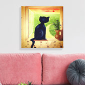 Kitty in het Raam Canvas Afdruk (Insitu (Woonkamer))