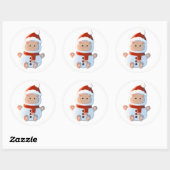 Kitty in sneeuwoutfit ronde sticker (Vel)