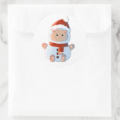 Kitty in sneeuwoutfit ronde sticker (Tas)