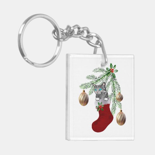 Kitty in Stocking Sleutelhanger (Voorkant Links)