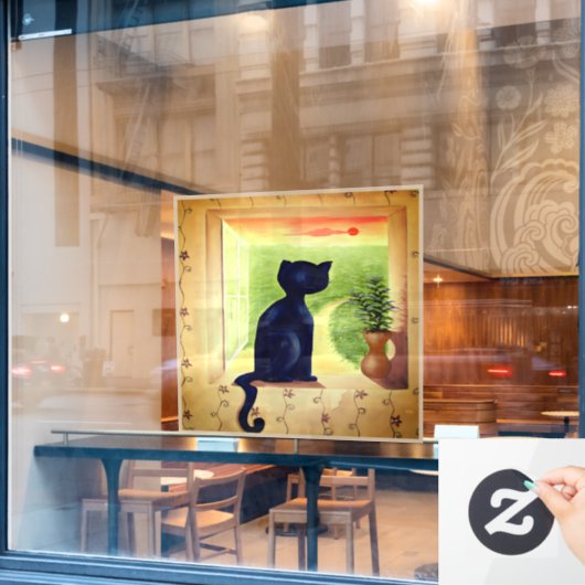 Kitty in the Window Raamsticker (Cafe Raam)