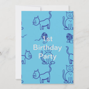 Kitty Kat 1e Verjaardag Uitnodiging
