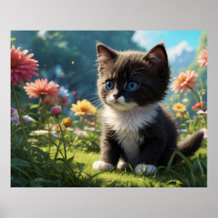 *~*  Kitty Kat 5:4 Katachtig Kitten Zoete Tuxedo Poster