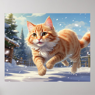 *~* Kitty Kat 5:4 Kitten Sneeuw Spelen AP68 Poster