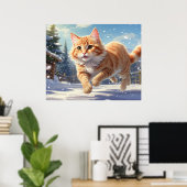 *~* Kitty Kat 5:4 Kitten Sneeuw Spelen AP68 Poster (Thuiskantoor)