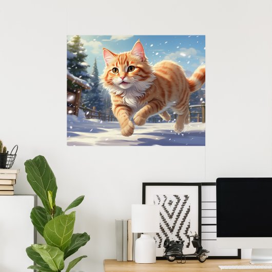 *~* Kitty Kat 5:4 Kitten Sneeuw Spelen AP68 Poster (Thuiskantoor)