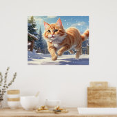 *~* Kitty Kat 5:4 Kitten Sneeuw Spelen AP68 Poster (Keuken)