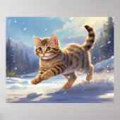 *~* Kitty Kat 5:4 Kitten Sneeuw springen AP68 Poster (Voorkant)