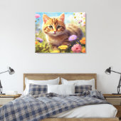 *~* Kitty Kat 5:4 Kitten Veld Wilde Bloemen AP68 Canvas Afdruk (Insitu (Slaapkamer))