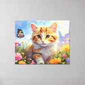 *~* Kitty Kat 5:4 Kitten Vlinder Bloemen AP68 Canvas Afdruk (Voorkant)