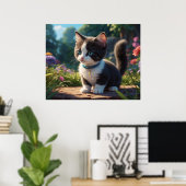 *~* Kitty Kat 5:4 Kleintje Blauwe Ogen Zwarte Sm Poster (Thuiskantoor)