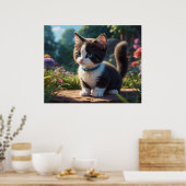 *~* Kitty Kat 5:4 Kleintje Blauwe Ogen Zwarte Sm Poster (Keuken)
