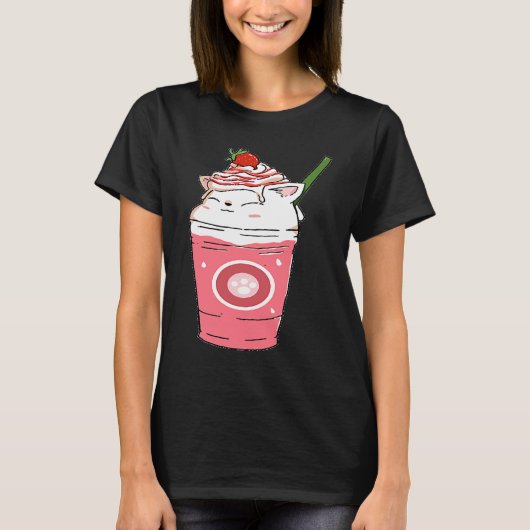 Kitty Kat Aardbei Smoothie T-shirt (Voorkant)