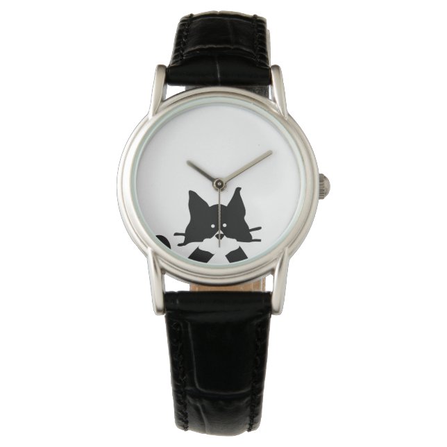 Kitty Kat Bedekt Mond Horloge (Voorkant)