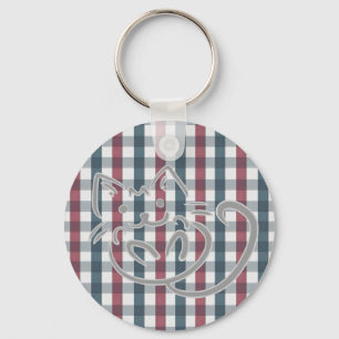 Kitty Kat en ruitjes Sleutelhanger