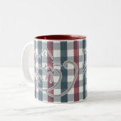 Kitty Kat en ruitjes Tweekleurige Koffiemok (Voorkant links)