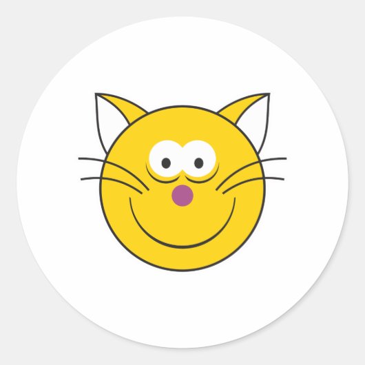 Kitty Kat Gezicht Ronde Sticker (Voorkant)