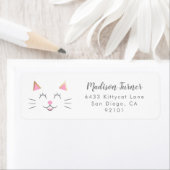 Kitty Kat Gezicht Roze Goud Retouradres Etiket (Insitu)