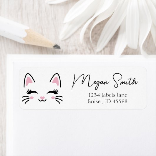 Kitty kat gezicht roze, pawty meisje etiket (Insitu)