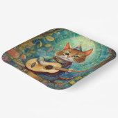 Kitty Kat Gitaar spelend Papieren Bordje (Gebogen)