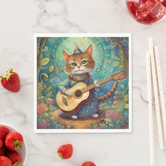 Kitty Kat Gitaar spelend Servet (Insitu)