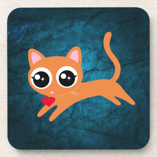 Kitty kat hart dief Schattige cadeau Bier Onderzetter (Voorkant)