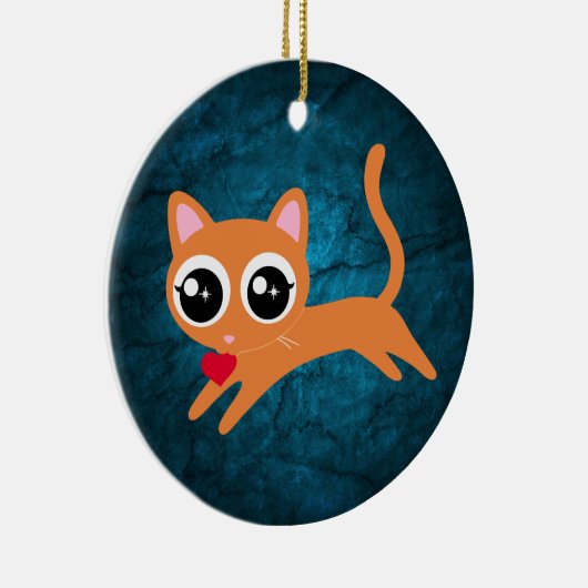 Kitty kat hart dief Schattige cadeau Keramisch Ornament (Rechts)
