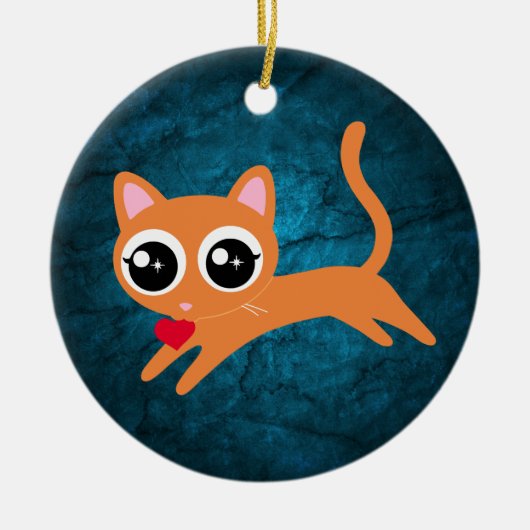 Kitty kat hart dief Schattige cadeau Keramisch Ornament (Voorkant)