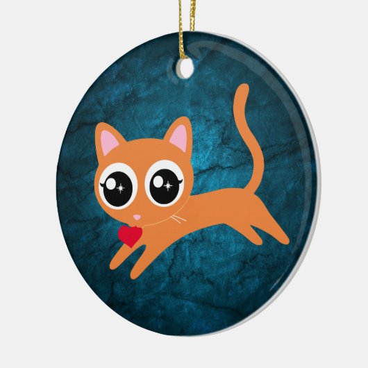 Kitty kat hart dief Schattige cadeau Keramisch Ornament (Links)